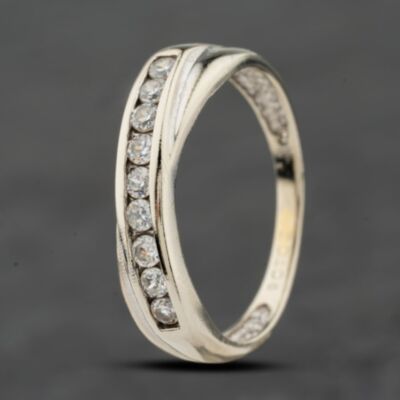 Pre-Owned 9ct White Gold Cubic Zirconia Crossover Half Eternity Ring 41104105