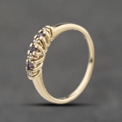 Pre-Owned 9ct Yellow Gold Amethyst & Cubic Zirconia Seven Stone Ring 41104168