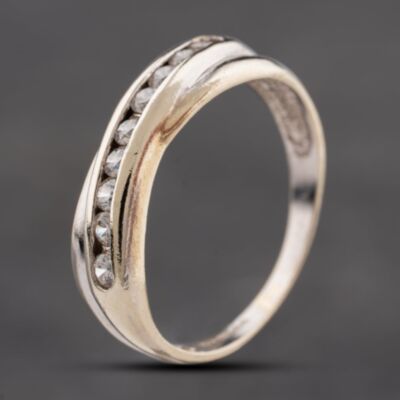 Pre-Owned 9ct White Gold Cubic Zirconia Crossover Half Eternity Ring 41104203