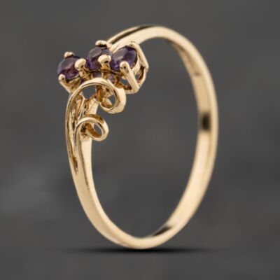 Pre-Owned 9ct Yellow Gold Amethyst Dress Ring 41104226