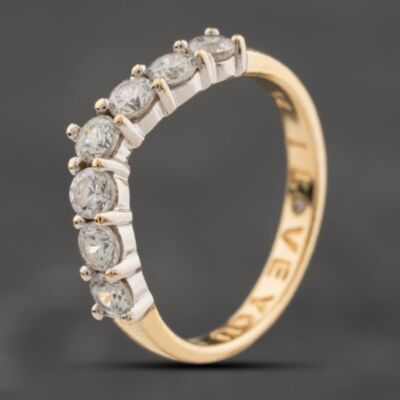 Pre-Owned 9ct Yellow Gold Cubic Zirconia Half Wishbone Ring 41104231