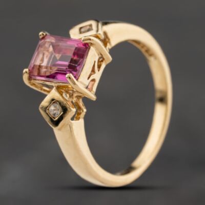 Pre-Owned 9ct Yellow Gold Colour Treated Pink & White Topaz Dress Ring 41104251