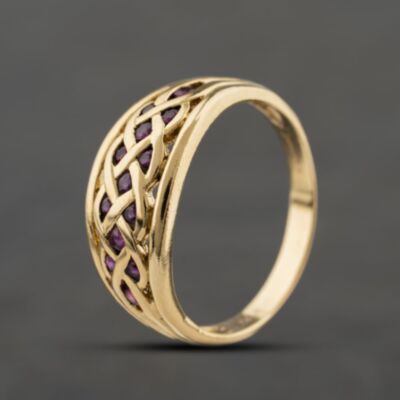 Pre-Owned 9ct Yellow Gold Topaz Lattice Design Dress Ring 41104343