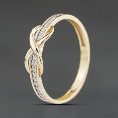 Pre-Owned 9ct Yellow Gold Cubic Zirconia Infinity Half Eternity Ring 41104394