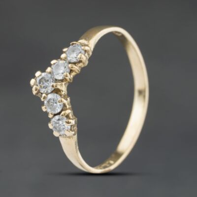 Pre-Owned 9ct Yellow Gold Cubic Zirconia Half Wishbone Ring 41104530