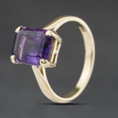 Pre-Owned Yellow Gold Amethyst Oblong Dress Ring 41104540