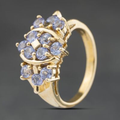 Pre-Owned 9ct Yellow Gold Tanzanite Fancy Cluster Ring 41104555