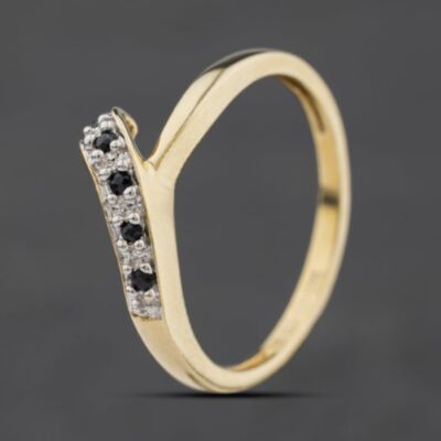 Pre-Owned 9ct Yellow Gold Sapphire Half Wishbone Ring 41104594
