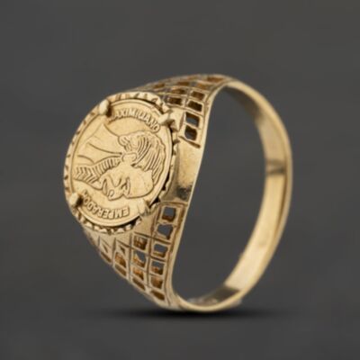 Pre-Owned 9ct Yellow Gold Peso Coin Ring 41104652