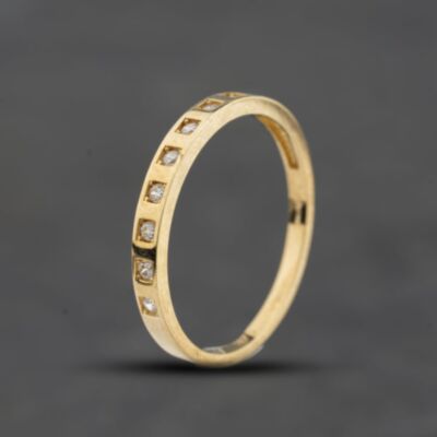 Pre-Owned 9ct Yellow Gold Cubic Zirconia Rubover Half Eternity Ring 41104770