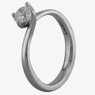 Pre-Owned Platinum Certificated 0.50ct Brilliant Cut Diamond Twist Solitaire Ring 41482591