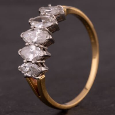 Pre-Owned 18ct Yellow Gold Marquise Cut 1.40ct Five Stone Diamond Ring 4112911