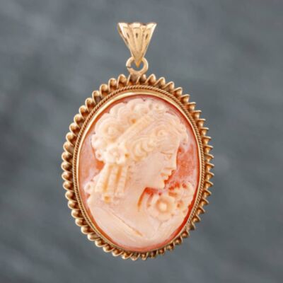 Pre-Owned 9ct Yellow Gold Cameo Brooch 41131068