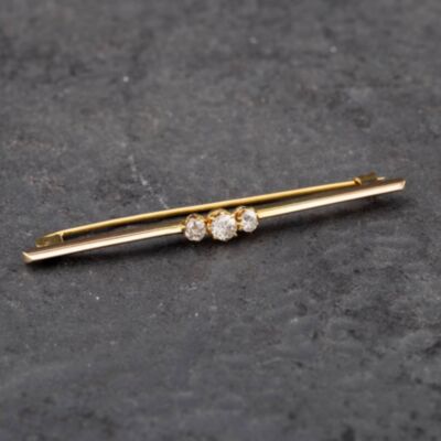 Pre-Owned Vintage Yellow Gold Brilliant Cut Diamond Three Stone Brooch 41131078