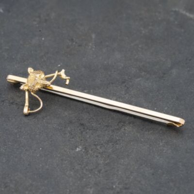 Pre-Owned Vintage Yellow Gold Fox Bar Brooch 41131116