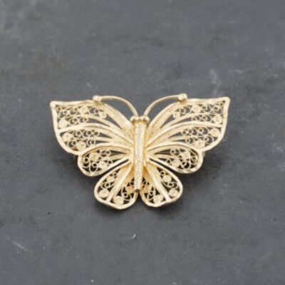 Pre-Owned 9ct Yellow Gold Openwork Butterfly Brooch 41131151