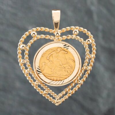 Pre-Owned 9ct Yellow Gold 1903 Half Sovereign Coin Keeper Loose Pendant 41141556BND