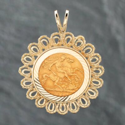 Pre-Owned 9ct Yellow Gold 1893 Half Sovereign Coin Keeper Loose Pendant 41141557BND