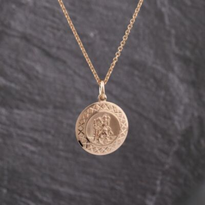 Pre-Owned 9ct Rose Gold St Christopher Pendant & 18 Inch Trace Chain 41142143