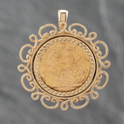Pre-Owned 9ct Yellow Gold 1910 Full Sovereign Coin Keeper Loose Pendant 41142172BND