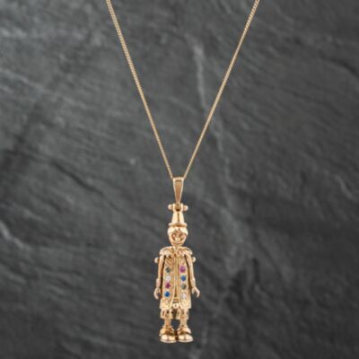 Pre-Owned 9ct Yellow Gold Cubic Zirconia Clown Pendant & 19 Inch Curb Chain 41142263