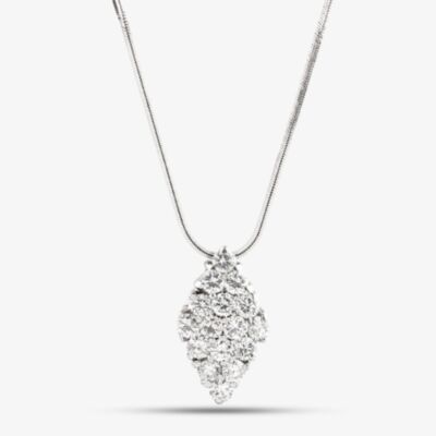 Pre-Owned 14ct White Gold 1.14ct Brilliant Cut Diamond Marquise Shaped Pendant & 18 Inch Chain 41142328