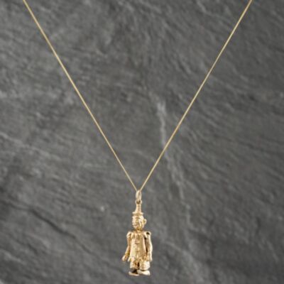 Pre-Owned 9ct Yellow Gold Clown Pendant & 18 Inch Box Chain 41142550