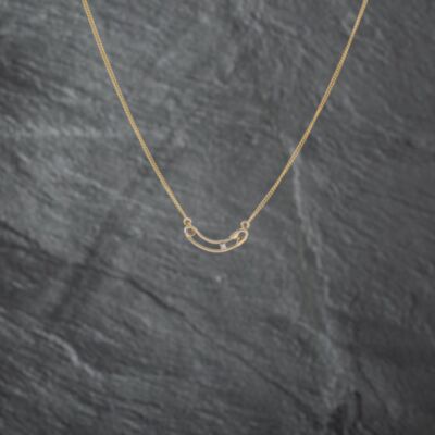 Pre-Owned 14ct Yellow Gold Diamond Crescent Shaped Safety Pin Pendant & 17 Inch Curb Chain 41142718