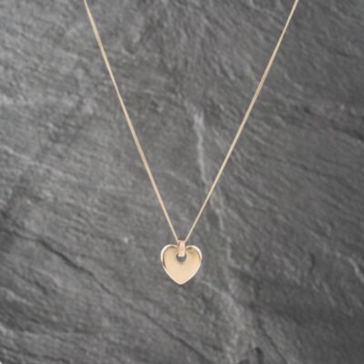 Pre-Owned Clogau 9ct Two Colour Gold Diamond Heart Pendant & 18 Inch Curb Chain 41142831