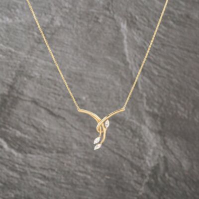 Pre-Owned 9ct Yellow Gold Cubic Zirconia Set Pendant & 16 Inch Belcher Chain 41143008