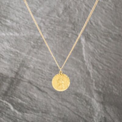Pre-Owned 9ct Yellow Gold Round St Christopher Pendant & 20 Inch Curb Chain 41143099
