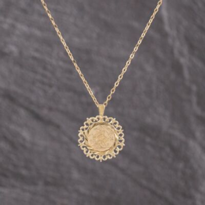 Pre-Owned 9ct Yellow Gold St George Pendant & 20 Inch Trace Chain 41143297