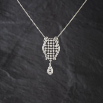 Pre-Owned 14ct White Gold 2.00ct Diamond Dropper Pendant & 18 Inch Spiga Chain 41143451