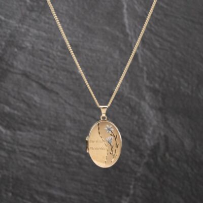 Pre-Owned 9ct Two Colour Gold Poval Precious Memories Locket Pendant & 18 Inch Curb Chain 41143586