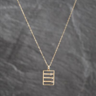 Pre-Owned 9ct Yellow Gold 0.09ct Diamond Set Abacus Pendant & 18 Inch Trace Chain 41143669