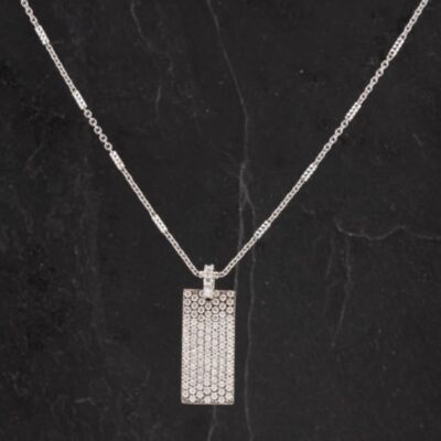 Pre-Owned 18ct White Gold Cubic Zirconia Oblong Pendant 4114509