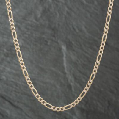 Pre-Owned 9ct Yellow Gold Diamond Cut 18 Inch Figaro Chain 41161293