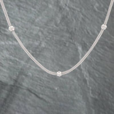 Pre-Owned 9ct White Gold Cubic Zirconia 17 Inch Gemstone Ball Chain 41161620