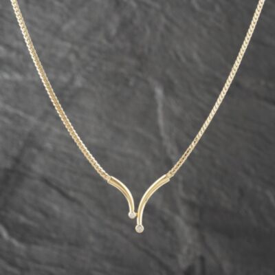 Pre-Owned 9ct Yellow Gold 0.08ct Brilliant Cut Diamond Set 16 Inch Necklace 41161866
