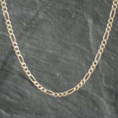 Pre-Owned 9ct Two Colour Gold 16 Inch Figaro Chain 41161949