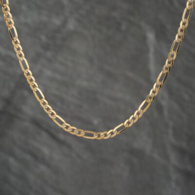 Pre-Owned 9ct Two Colour Gold 15 Inch Figaro Chain 41161962