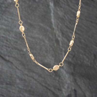 Pre-Owned 9ct Yellow Gold Brushed & Polished Finish Ball & Bar Link 17 Inch Fancy Chain 41162128