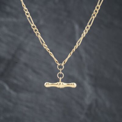 Pre-Owned 9ct Yellow Gold T-Bar 18 Inch Figaro Chain 41162370