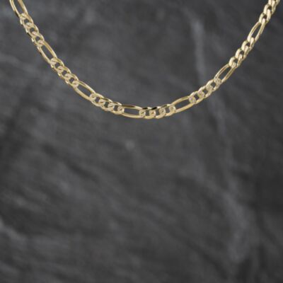 Pre-Owned 9ct Two Colour Gold 16 Inch Figaro Chain 41162383