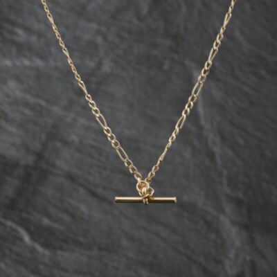 Pre-Owned 9ct Yellow Gold 19 Inch T-Bar Figaro Chain 41162424