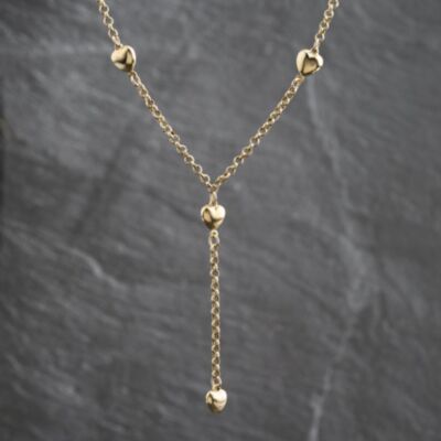Pre-Owned 9ct Yellow Gold Heart Drop 19 Inch Belcher Chain 41162482