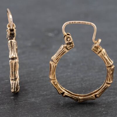 Pre-Owned 9ct Yellow Gold 25.7mm Textured Round Creole Earrings 41171902