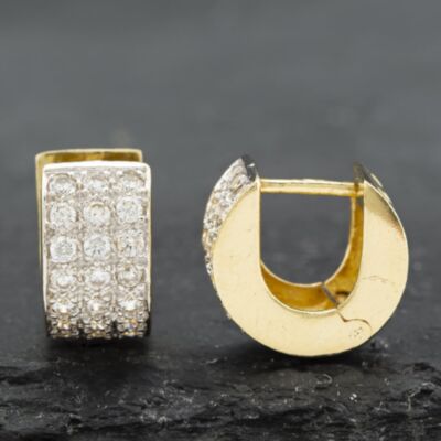 Pre-Owned 9ct Yellow Gold Cubic Zirconia Pave Set Ear Cuff Earrings 41172302