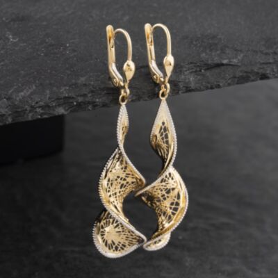 Pre-Owned 14ct Two Colour Gold 58mm Spiral Filigree Earrings 41172339