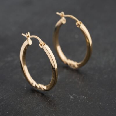Pre-Owned 9ct Yellow Gold 25mm Oval Rope Pattern Creole Earrings 41172461